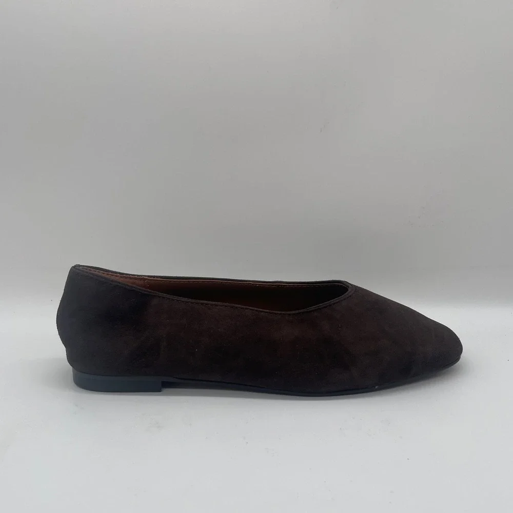 NEW Madewell Mylie Ballet Flat Women 7.5 Brown Suede Square Toe NX064 - Picture 3 of 10